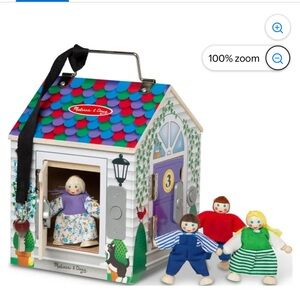 Melissa & Doug Wooden Doorbell- 4 Keys, 4 Wooden dolls, Doorbell Sounds